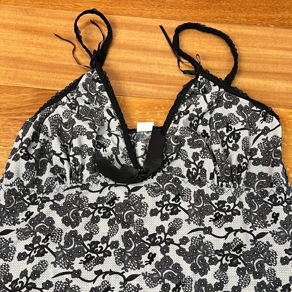 Unbranded Floral Lace Nightgown Set Womens Black White Bow Accent Small - Picture 3 of 6